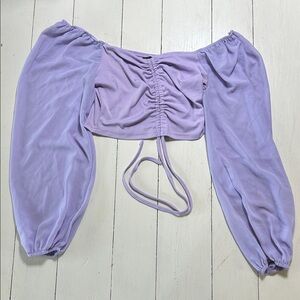 Lavender Cropped Off-Shoulder Top